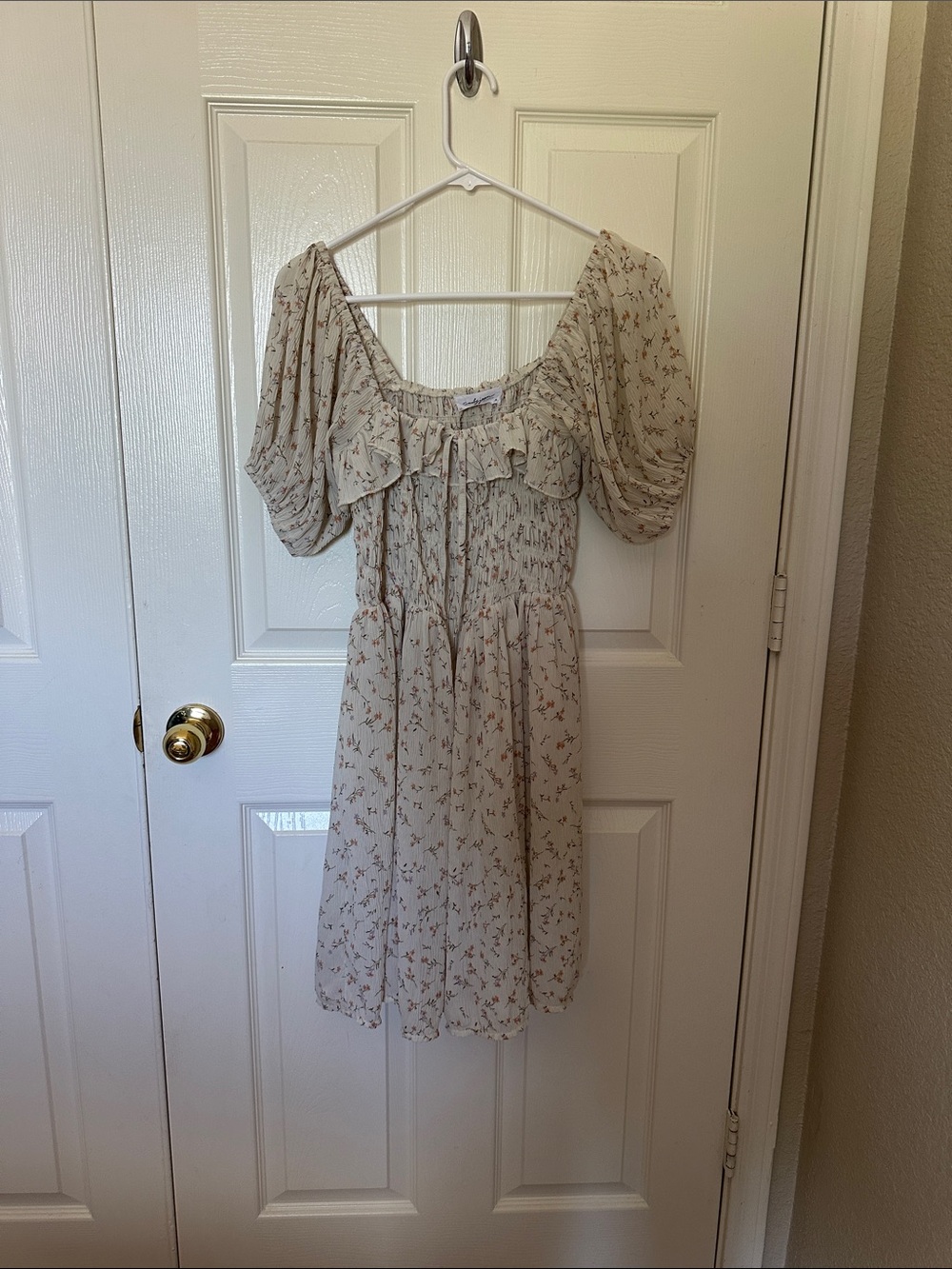 Beige Dress with Flower Print